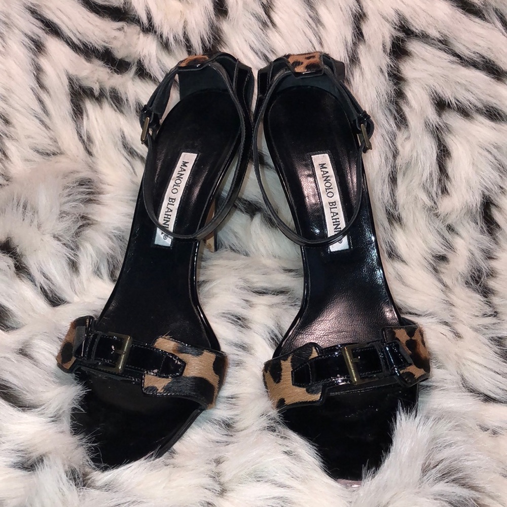 Manolo Blahnik Black and leopard print